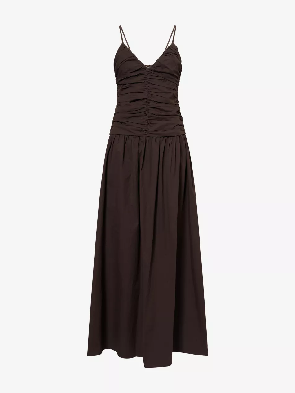 Alexia Ruched Cotton Midi Dress - 6