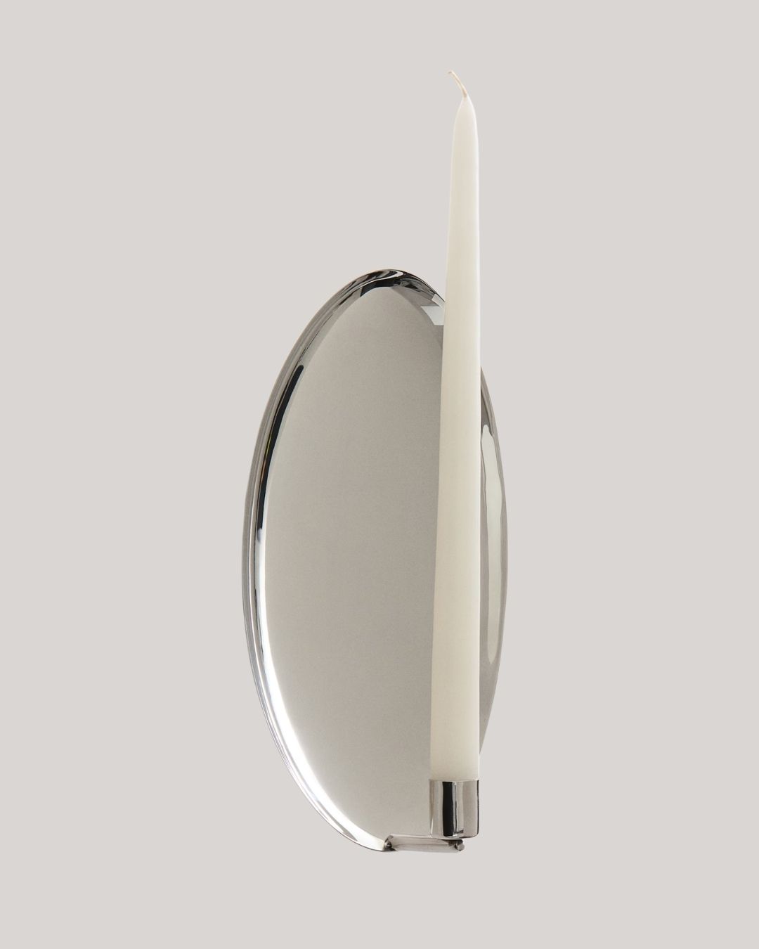Stainless Steel Candle Sconce against pale gray background.
