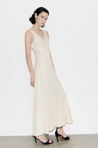 M&S Lace-Trim Pure Silk Maxi Dress