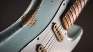 Detail of the ageing on a Fender 2016 Limited Edition 1956 Relic Stratocaster