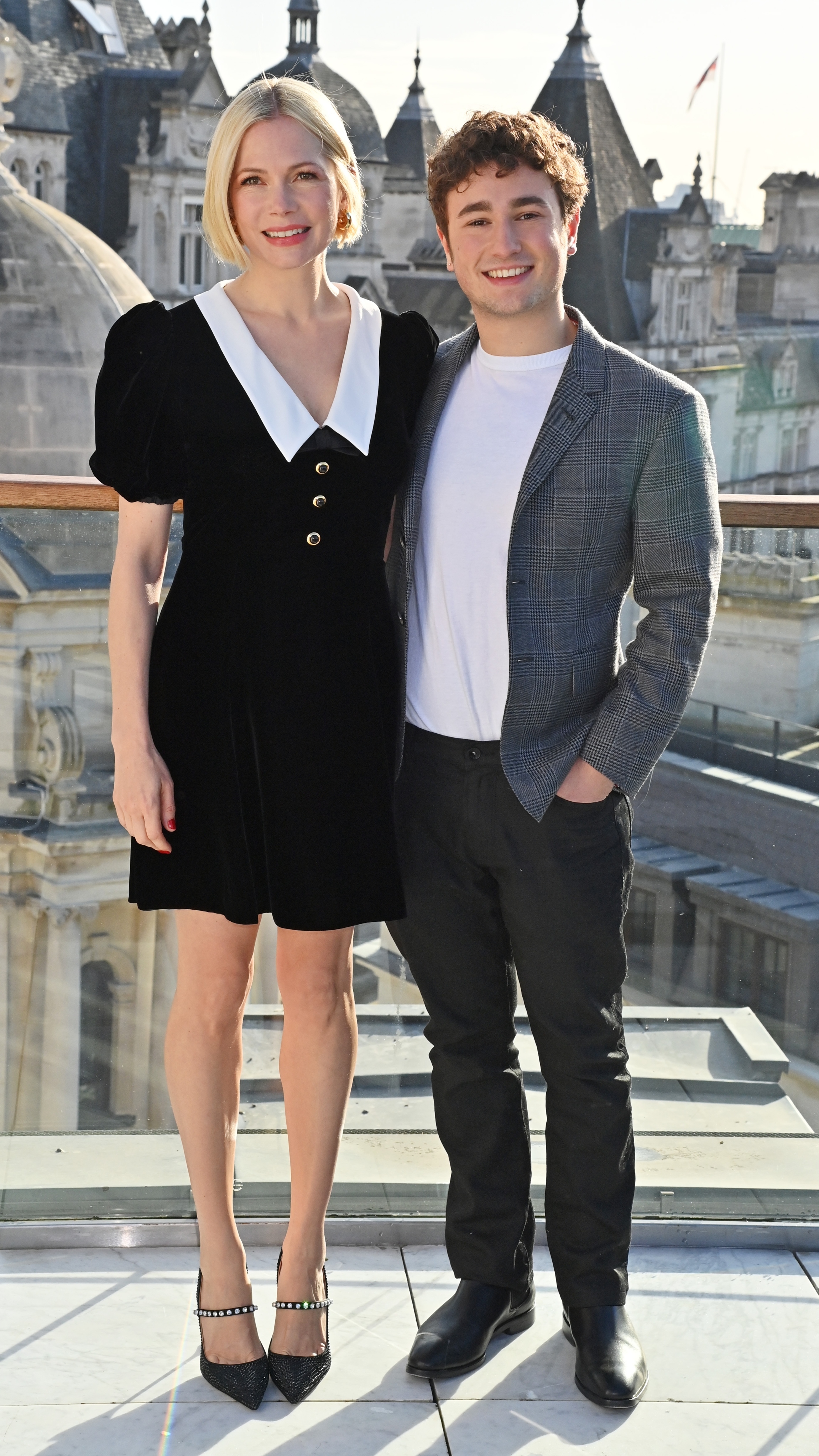 Michelle Williams and Gabriel LaBelle attend "The Fabelmans" photocall at the Corinthia Hotel on January 19, 2023 in London, England. (Photo by Mike Marsland/WireImage)