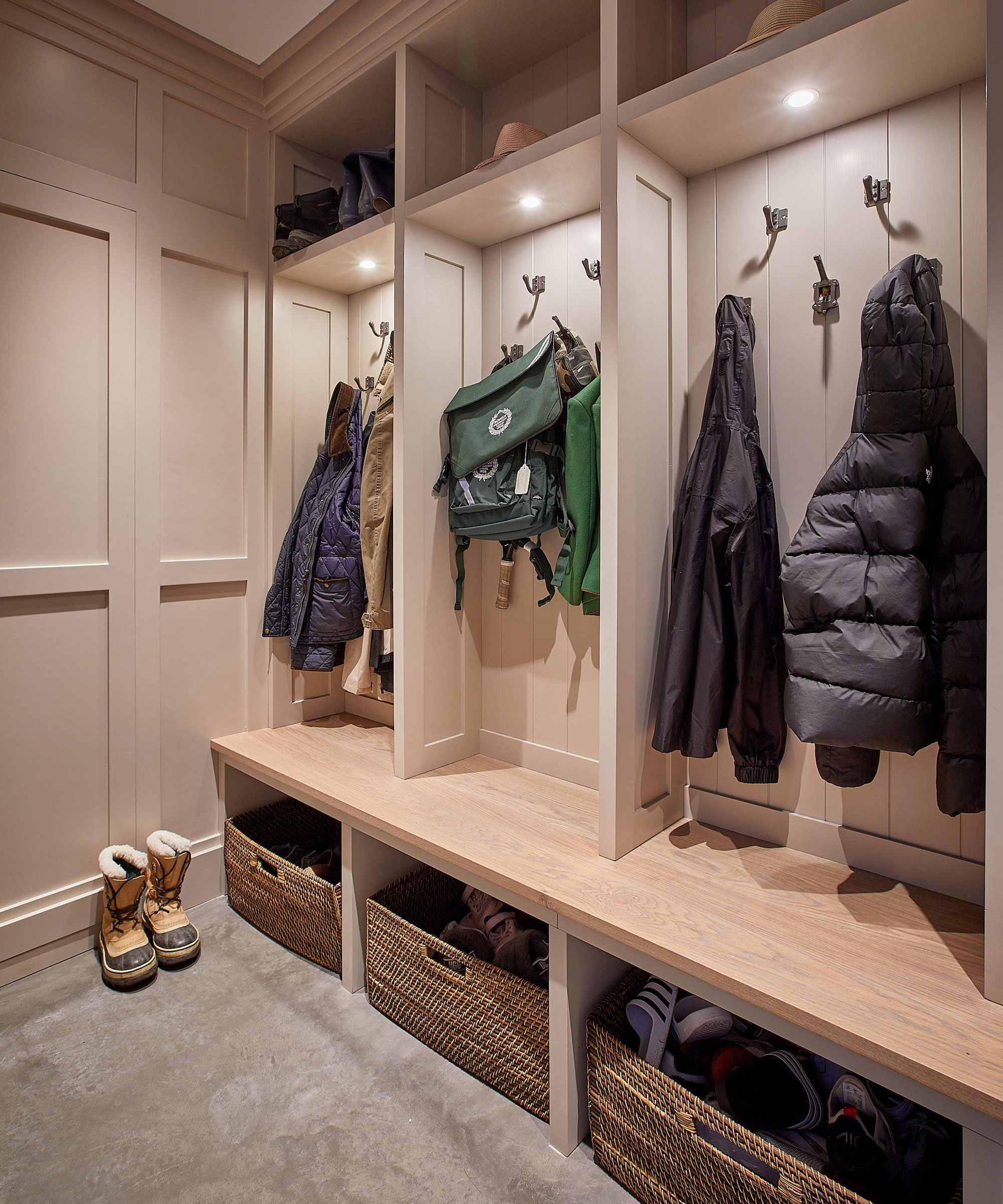fitted boot room with personalised storage