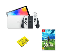 Nintendo Switch OLED White, The Legend of Zelda: Breath of the Wild &amp; SanDisk 256 GB Memory Card Bundle - WAS £379