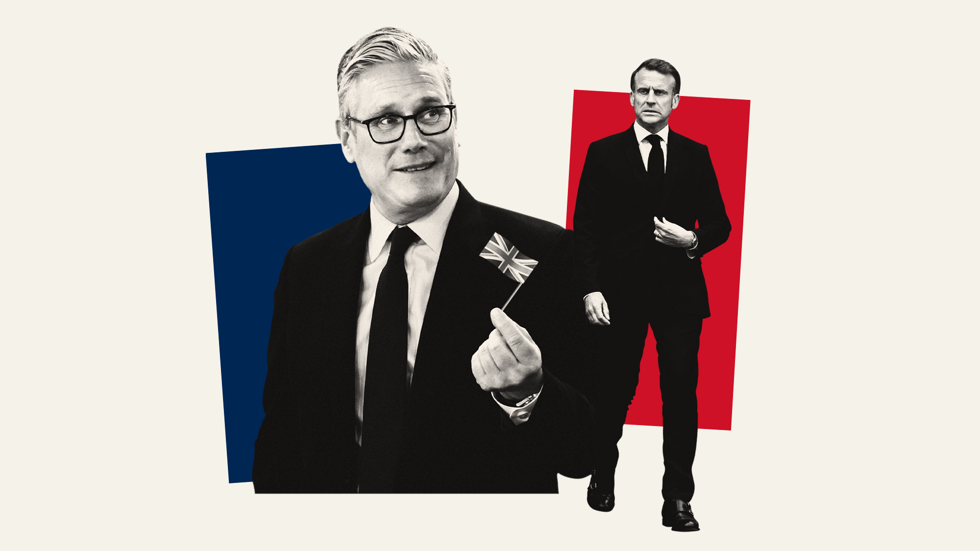 Photo composite illustration of Keir Starmer and Emmanuel Macron