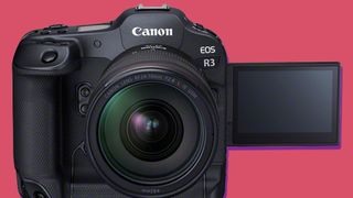 The front of the Canon EOS R3 camera