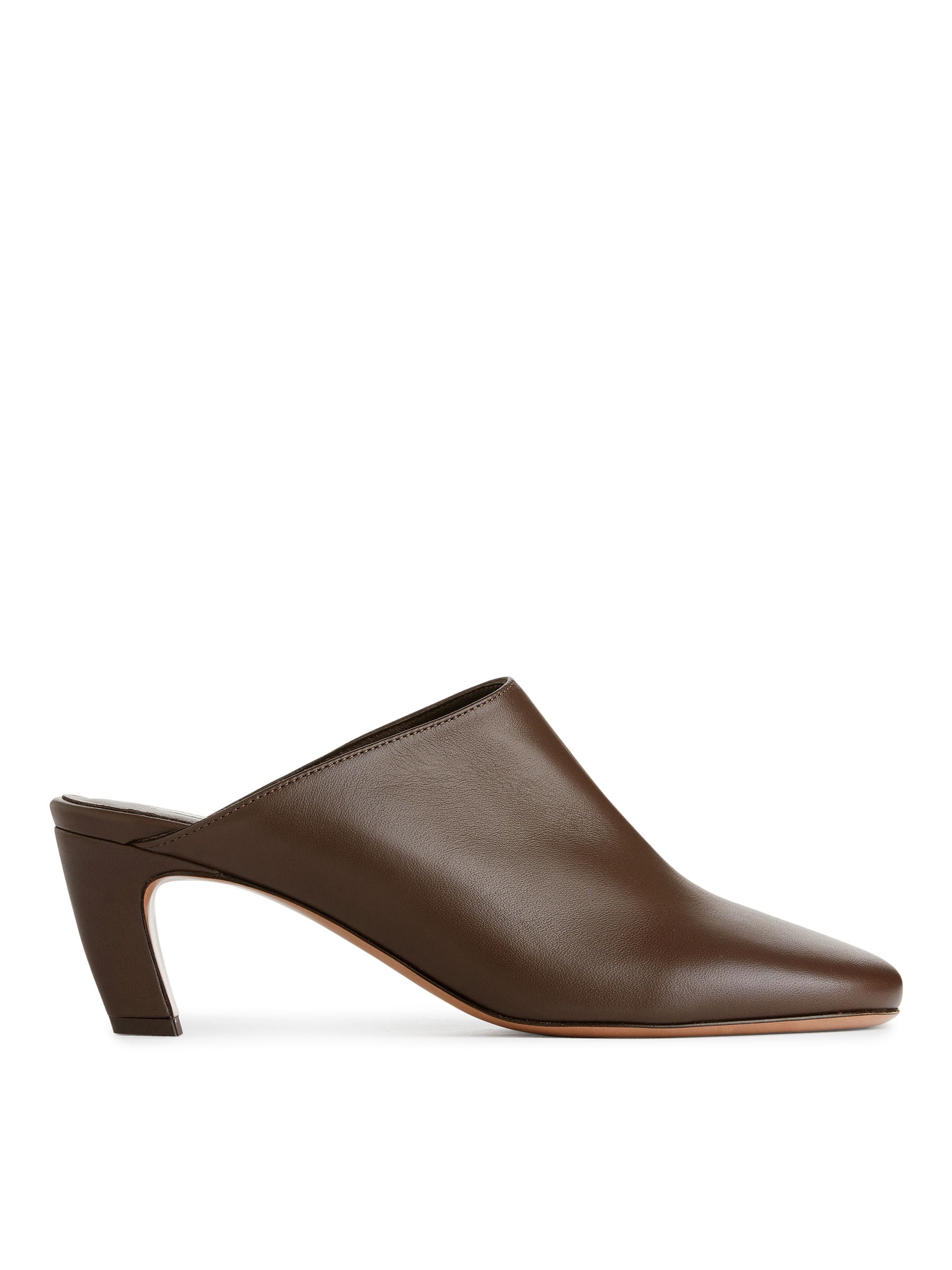 Heeled Leather Mules 
 Dark Brown 
 Women 
 Arket Gb