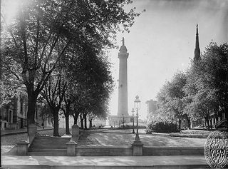 Photograph of the Washington Monuument in Mount Vernon, Baltimore in 1900.