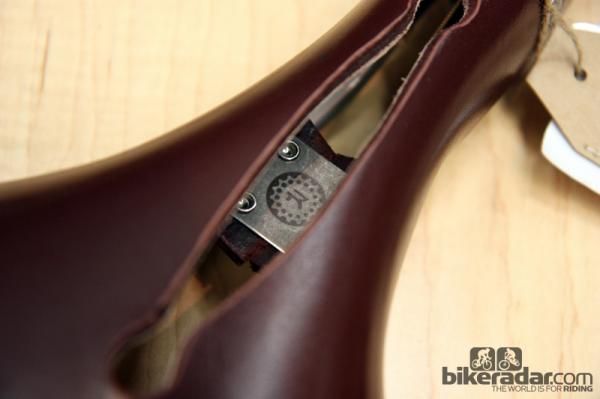 A nicely placed logo tucked inside Rivet's new leather saddles.