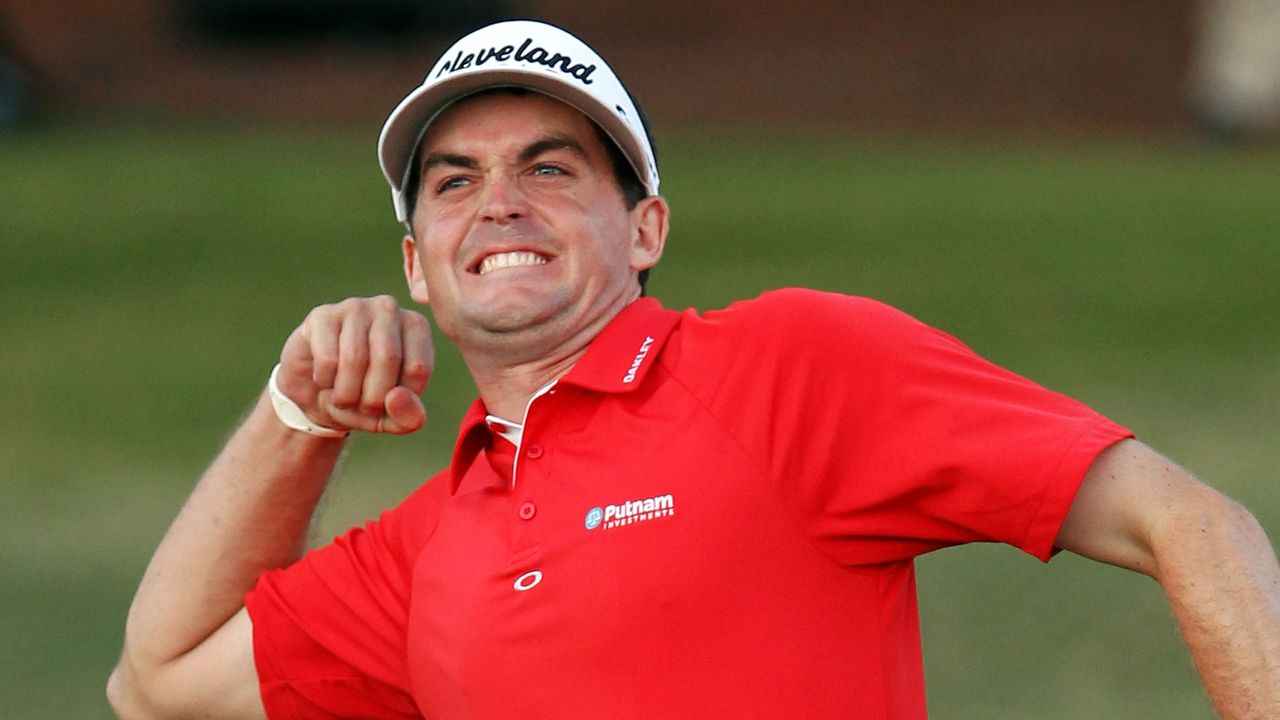 Keegan Bradley celebrates winning the PGA Championship