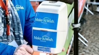 The Make-A-Wish Foundation logo on a box for collecting money