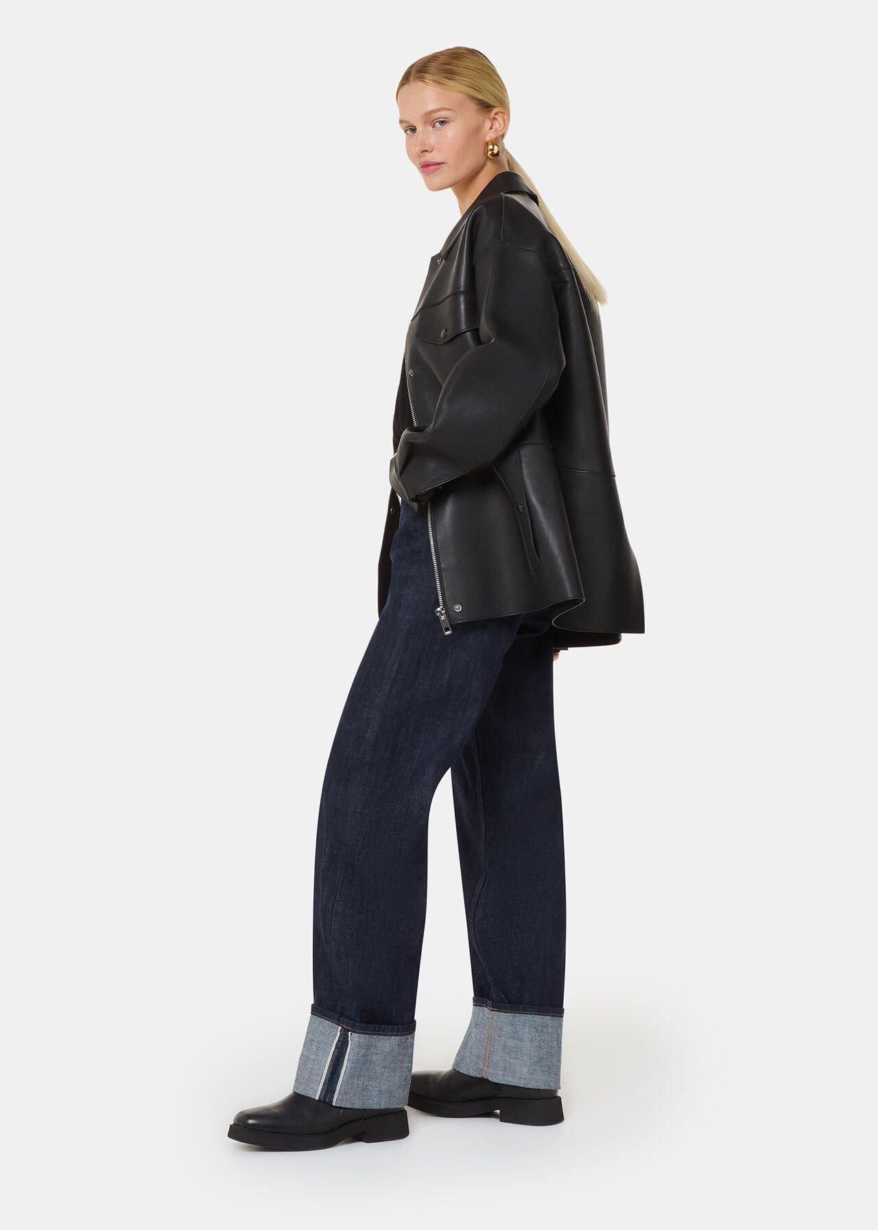 Dark Denim Turn Up Selvedge Jean