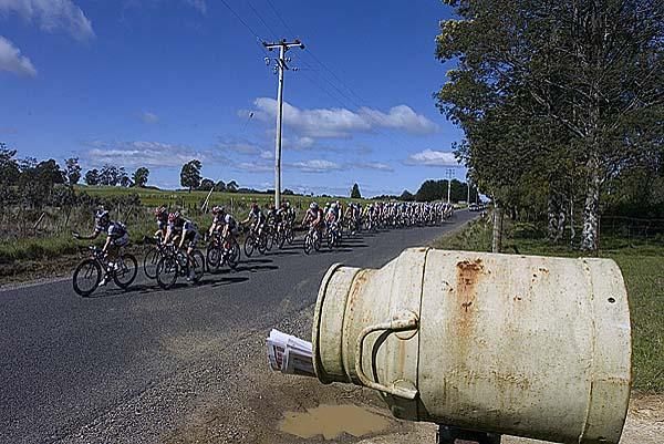 The peloton passes a country style mailbox near Upper Castra on stage seven.