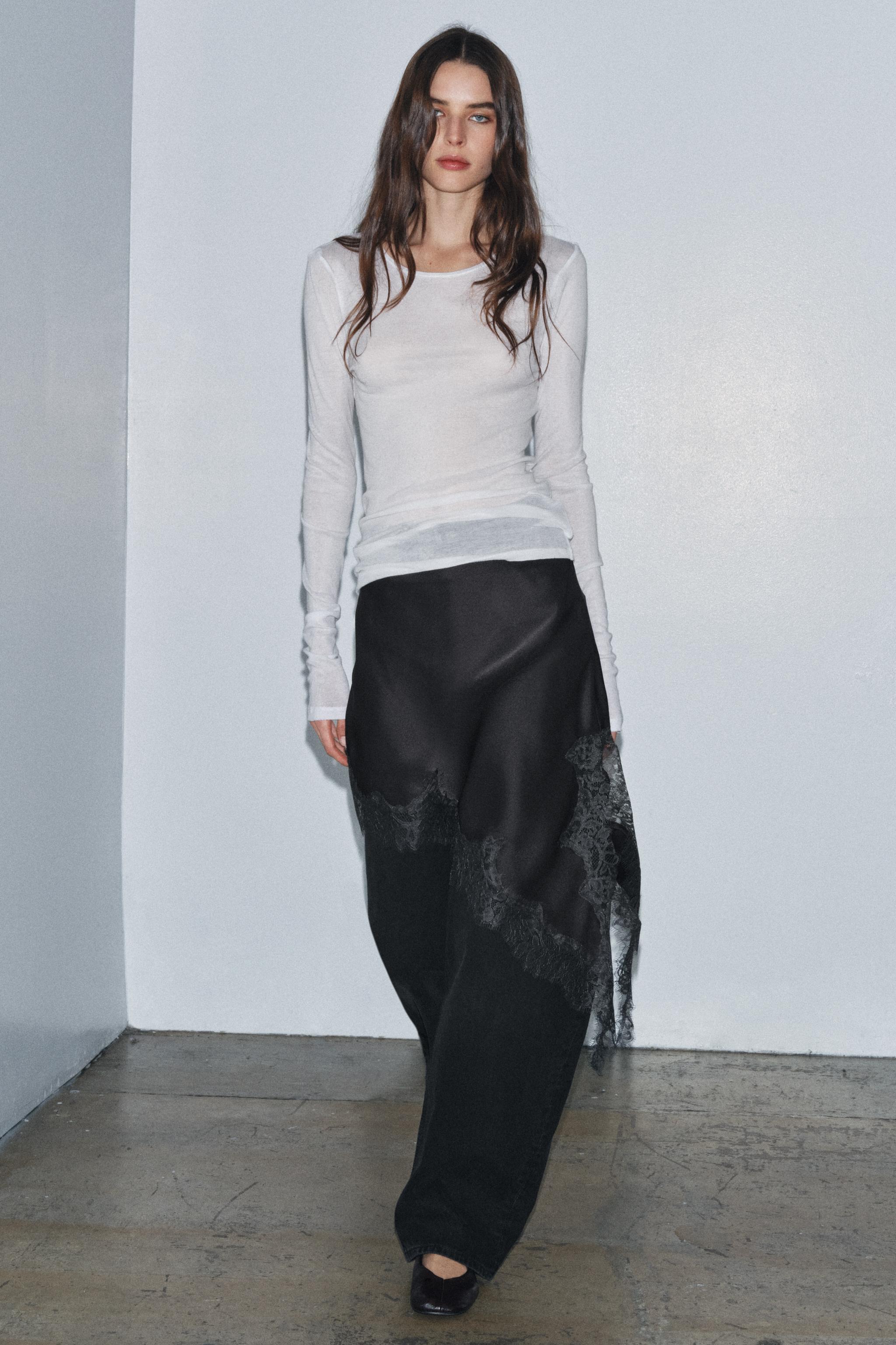 Zw Collection Satin Lace Skirt