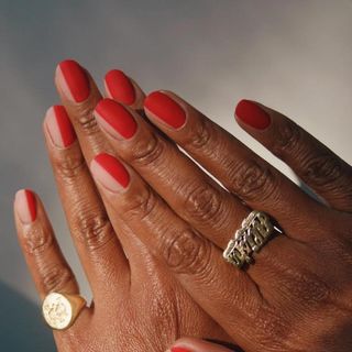 Red minimalist nail design