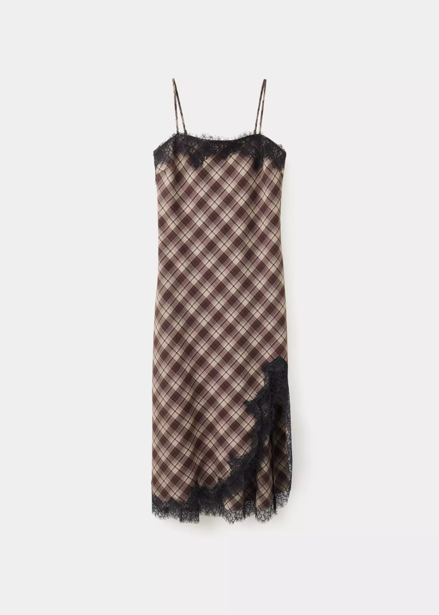 Checked Dress With Lace Details - Women | Mango Usa