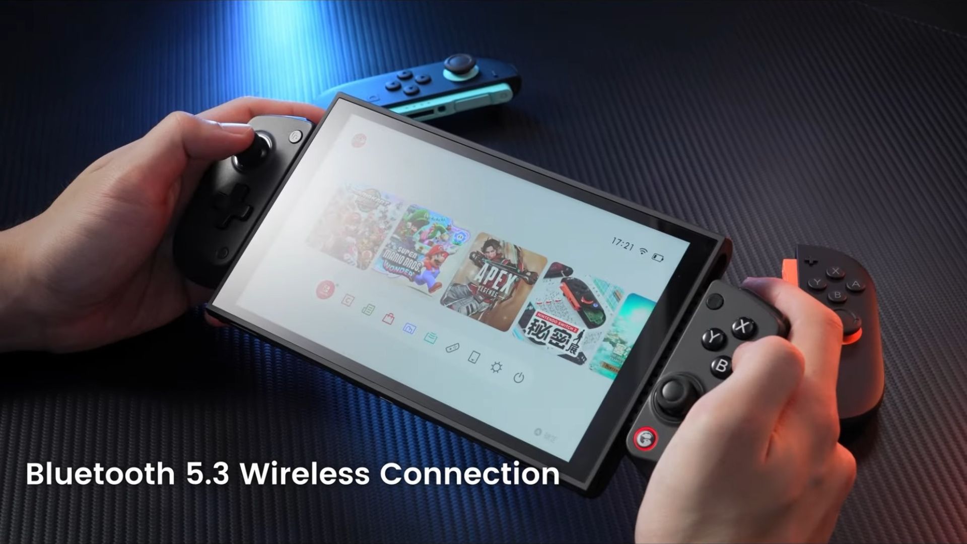 A marketing image of the GameSir X5s playing a Nintendo Switch 2