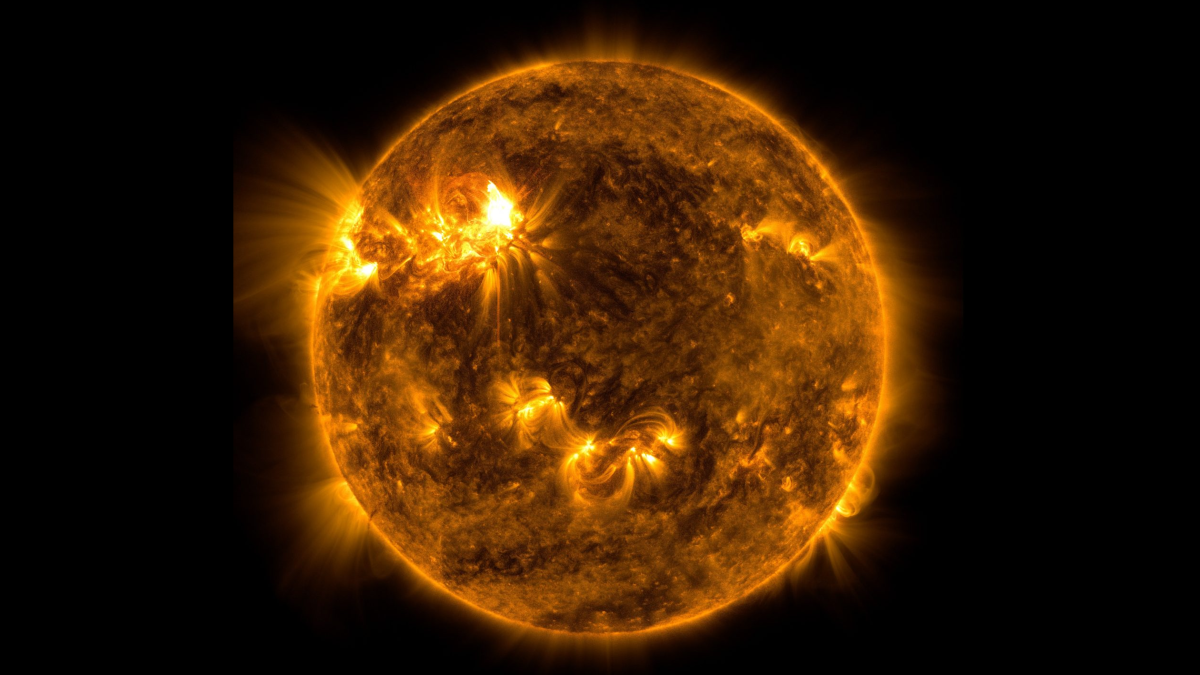 NASA&#039;s Solar Dynamics Observatory captured a moderate-sized solar flare erupting on April 20, 2022.