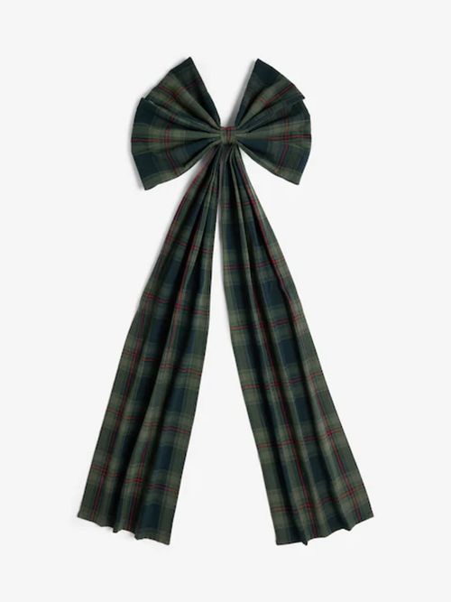 Navy Tartan Check Extra Large Bow Tree Topper