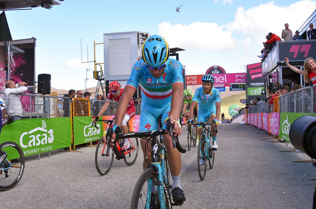 Vincenzo Nibali recovers after the stage finish