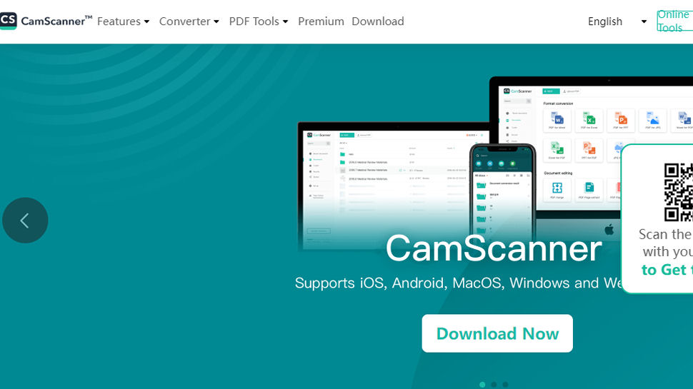 CamScanner website screenshot.