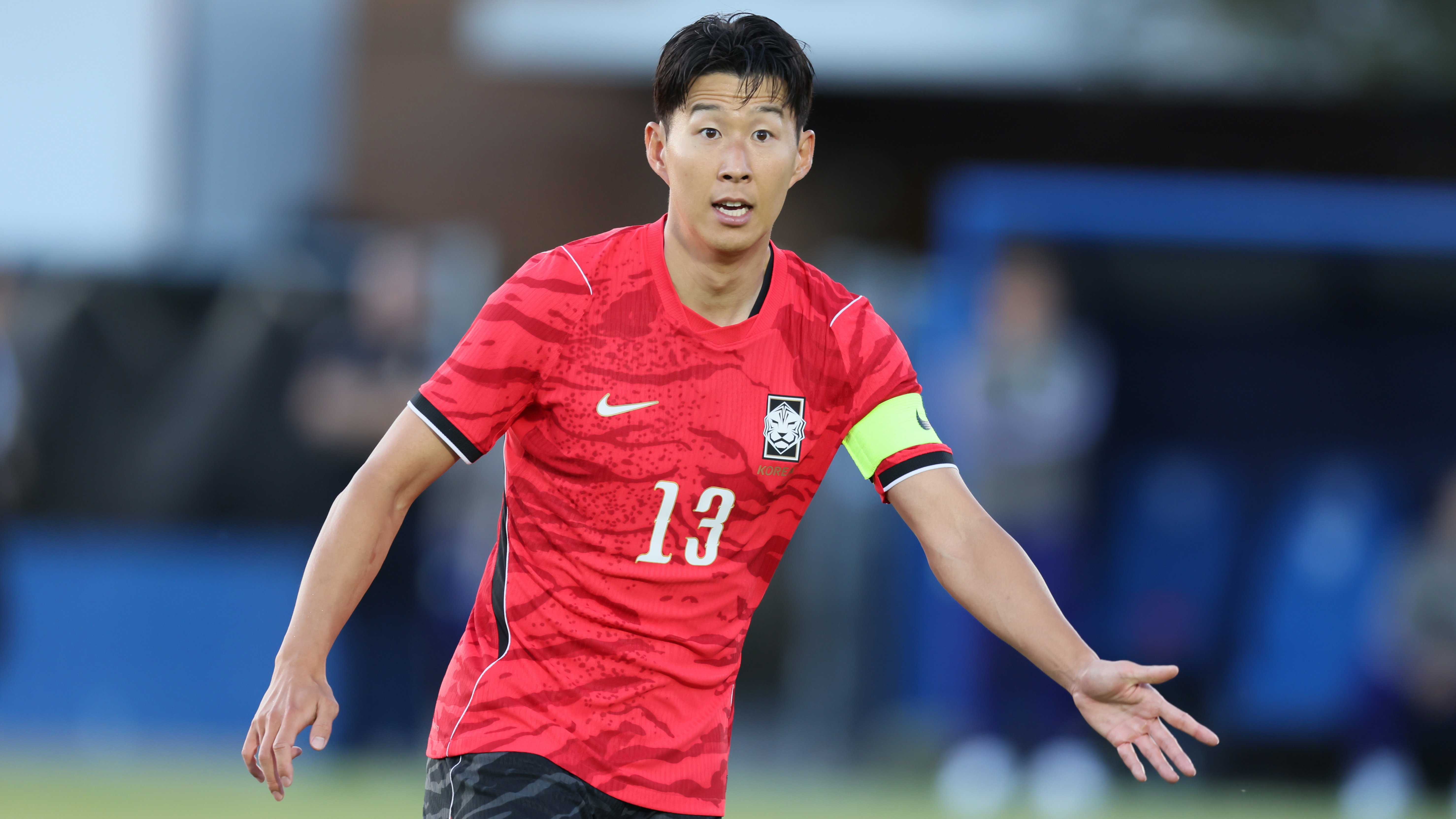 Son Heung-Min of the Korea Republic calls for a pass against Trinidad and Tobago during the second half of an international friendly match at BYU South Field on May 30, 2026 in Provo, Utah