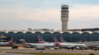 The ATC tower at Ronald Reagan Washington National Airport in Arlington, Virginia.