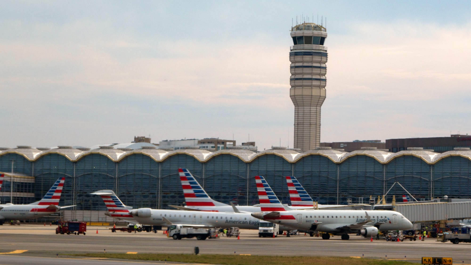 The ATC tower at Ronald Reagan Washington National Airport in Arlington, Virginia. 