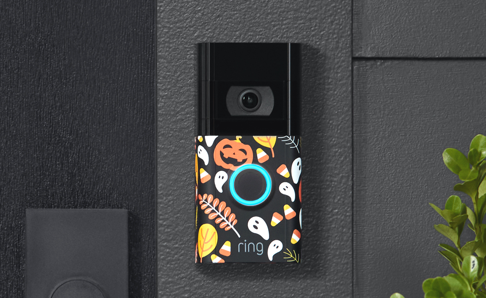 Ring video doorbell with Halloween face plate
