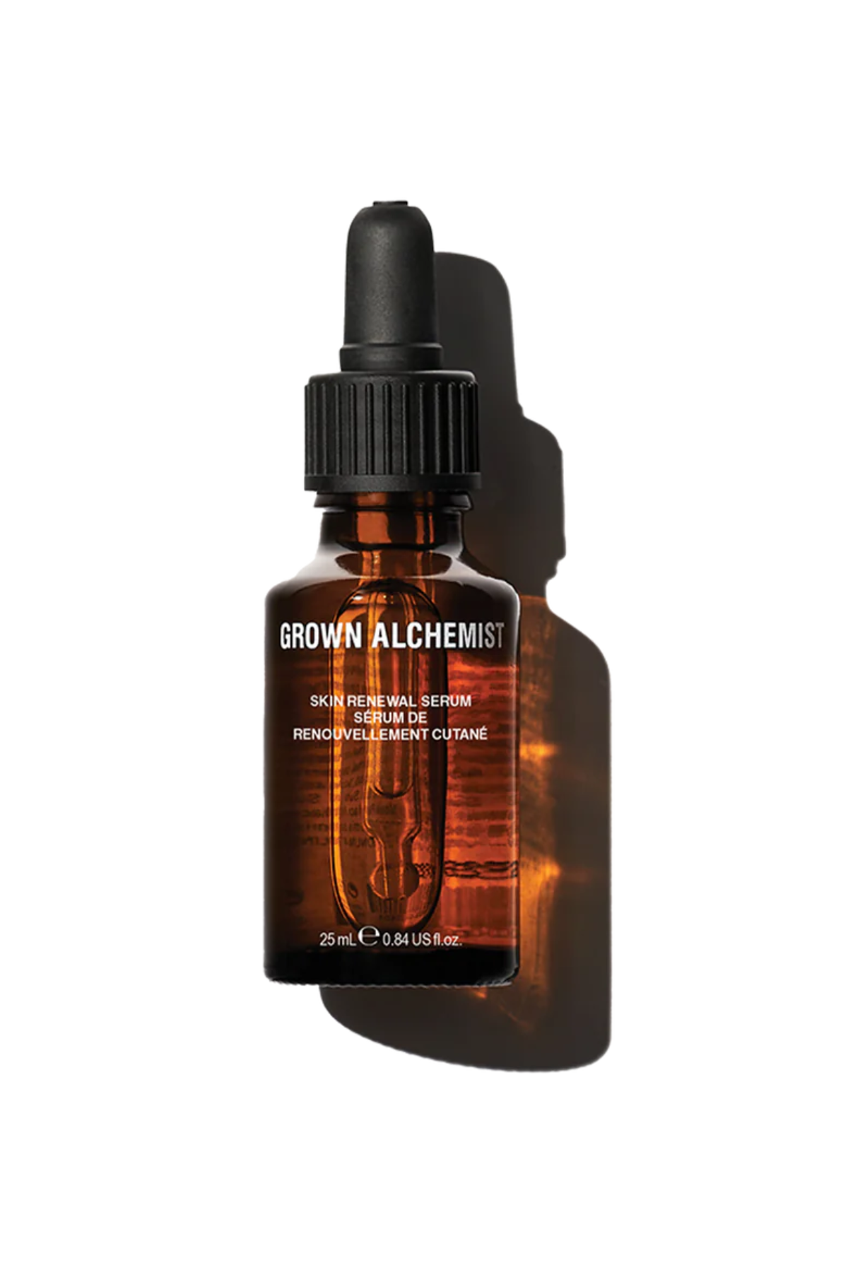 A bottle of Grown Alchemist serum against a white background.