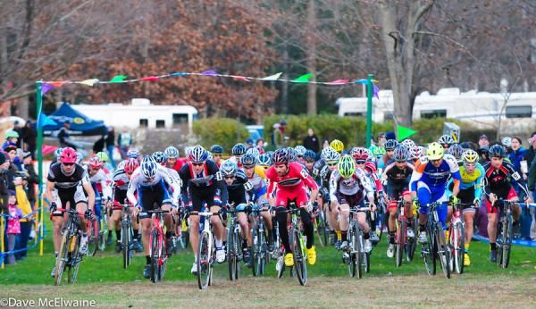Elite Men's start us led by Jeremy Powers (Rapha Focus)