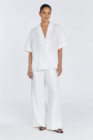 DISSH Emelia White Linen Wrap Shirt