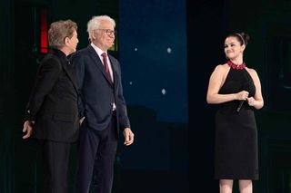 Martin Short, Steve Martin and Selena Gomez at Disney upfront