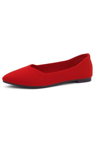 Shoe Land Womens Carinne Pointed Toe Knit Ballet Comfort Soft Slip on Walking Flats Shoes