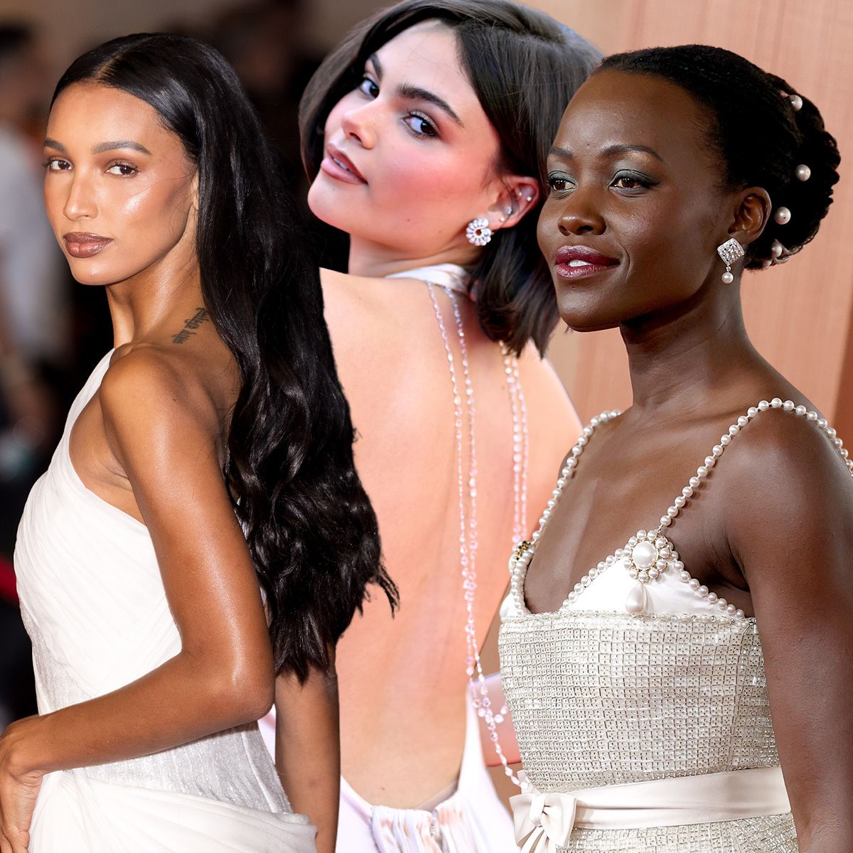 Photo collage of celebrities wearing the most elegant wedding hairstyles