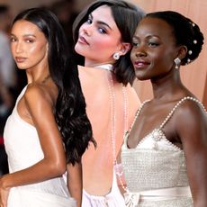 Photo collage of celebrities wearing the most elegant wedding hairstyles