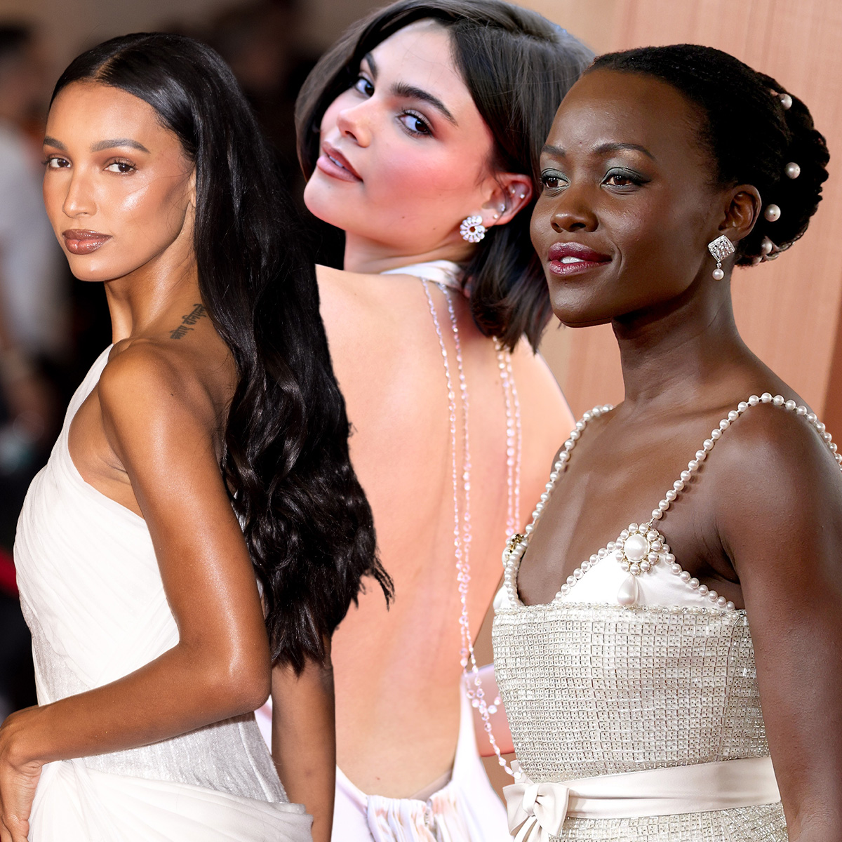 Photo collage of celebrities wearing the most elegant wedding hairstyles