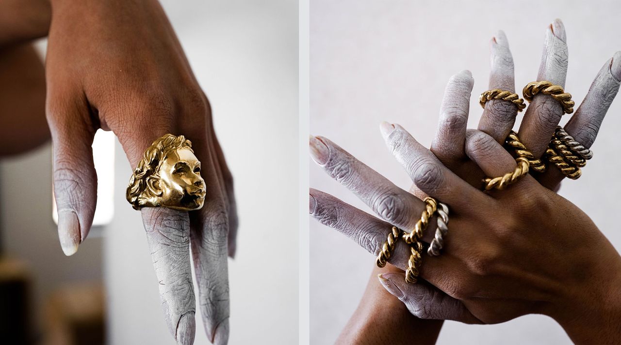 Gold rings by emerging jewellery designer Sadé