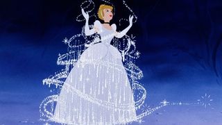 Cinderella wears her iconic white dress