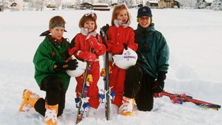 KLOSTERS, SWITZERLAND - JANUARY 03: Prince William And Prince Harry With Princess Beatrice And Princess Eugenie In Klosters, Switzerland