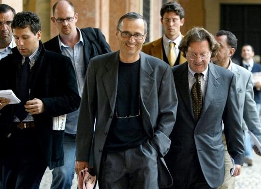 Dr Michele Ferrari leaves a tribunal in Bologna, Italy in 2004.