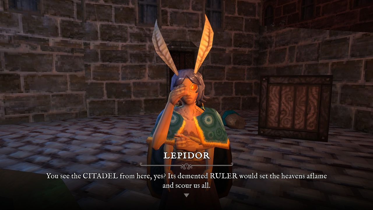 Hark the Ghoul screenshot showing moth lady talking about quest