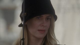 Cordelia Goode wearing black hat standing in cemetery in American Horror Story: Coven