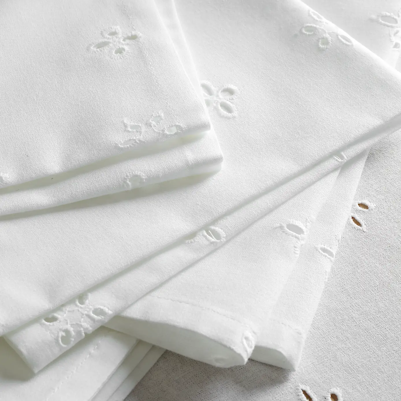Dunelm, Broderie Anglaise Cotton Napkins, Set of 4