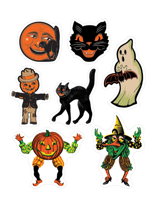 Vintage Halloween Window Clings, 28 Classic Icons