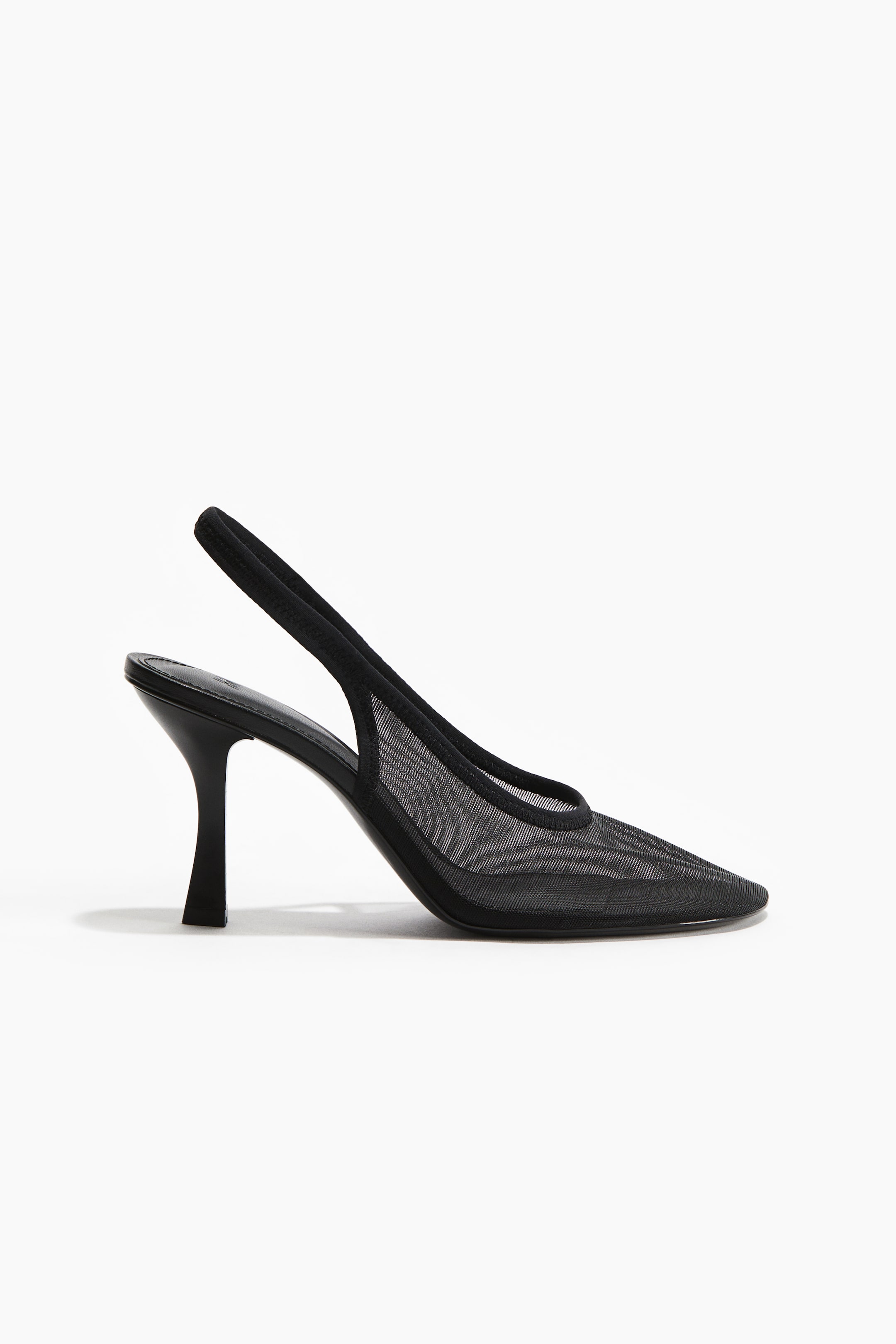 Mesh Slingback Court Shoes - Black