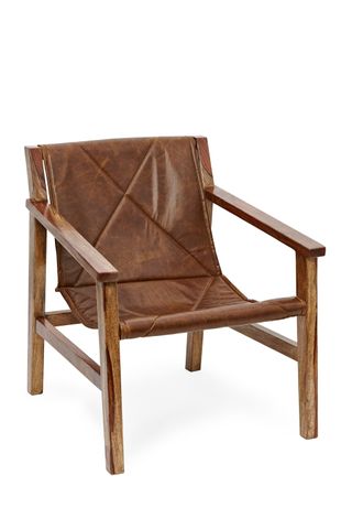 French connection brown leather slingback chair