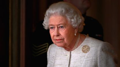 Queen Elizabeth II prepares to greet Kazakhstan President Nursultan Nazarbayev at Buckingham Palace on November 4, 2015 in London, England.