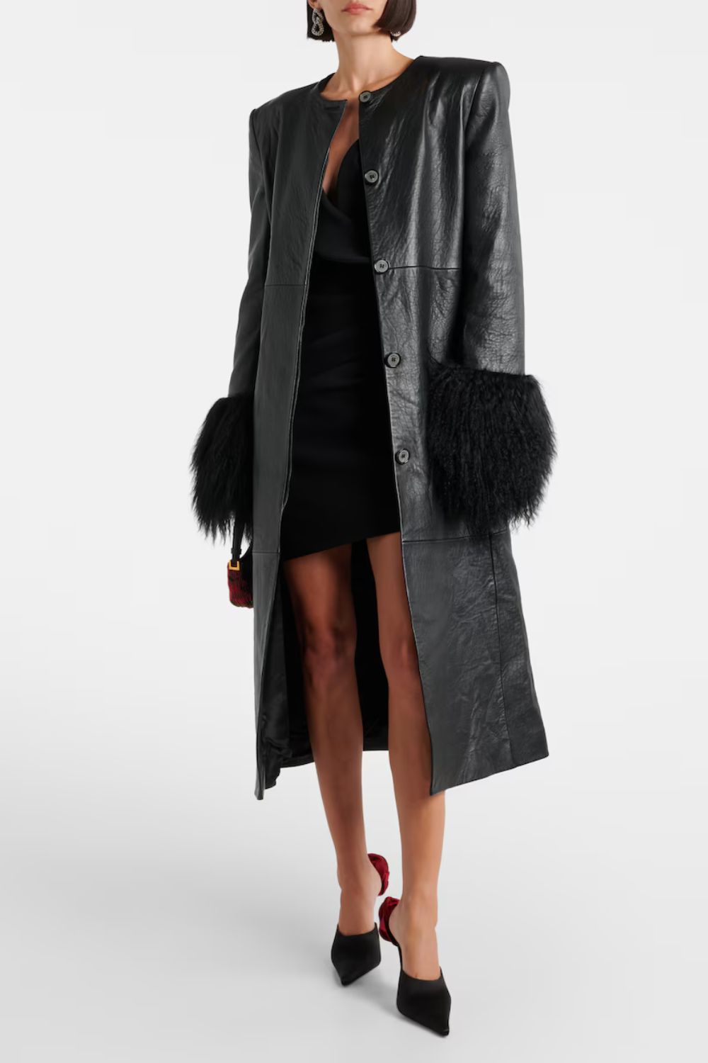 Magda Butrym Shearling-trimmed leather coat