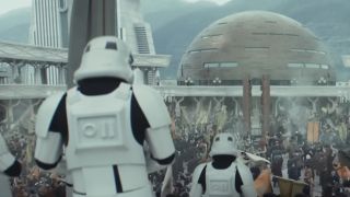 Stormtroopers descending upon a crowd on Andor Season 2