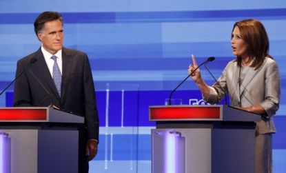 In a testy GOP presidential debate Thursday night in Iowa, Rep. Michele Bachmann exchanged harsh words with fellow Minnesotan Tim Pawlenty.